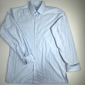 Charvet Paris French Cuff Dress Shirt Light Blue Men's 15 Large Handmade